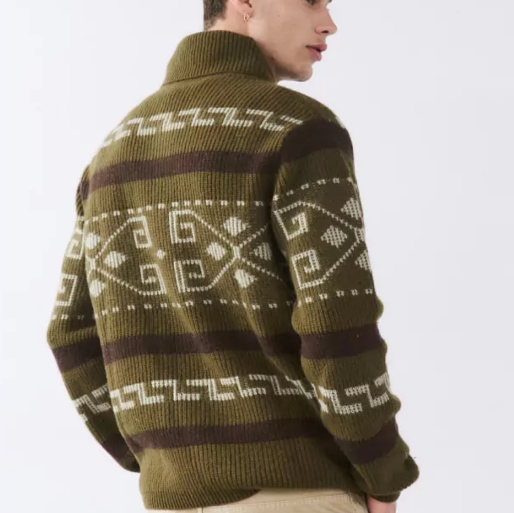 Bensimon Wool Blend Cardigan L Olive-Brown Casual